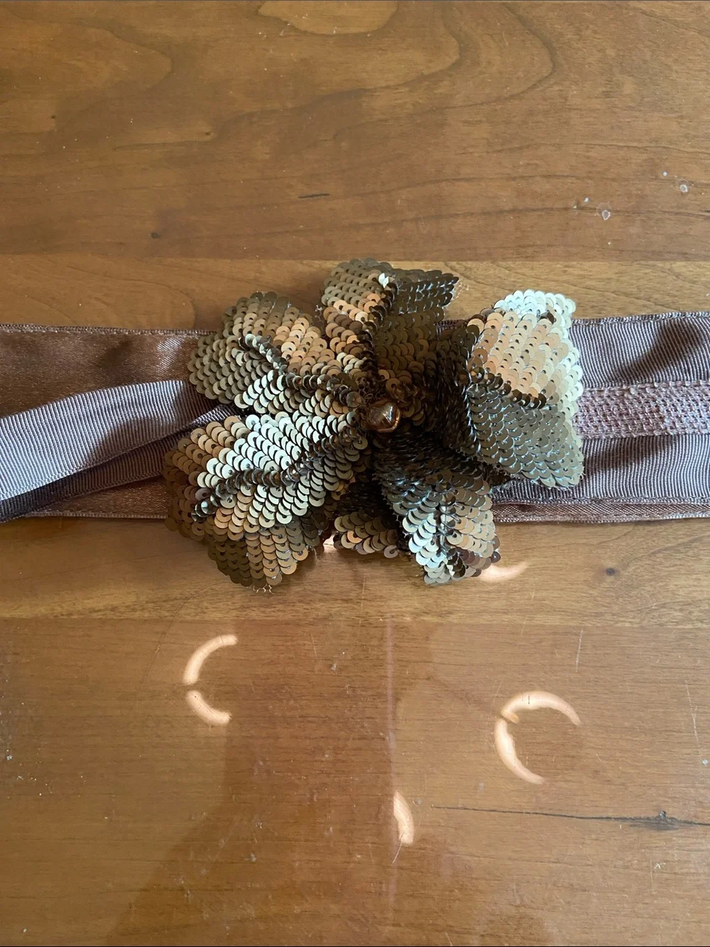 Bohemian Style Tie Belt. Goldish Tan Color. Center Flower adda Whimsy. M